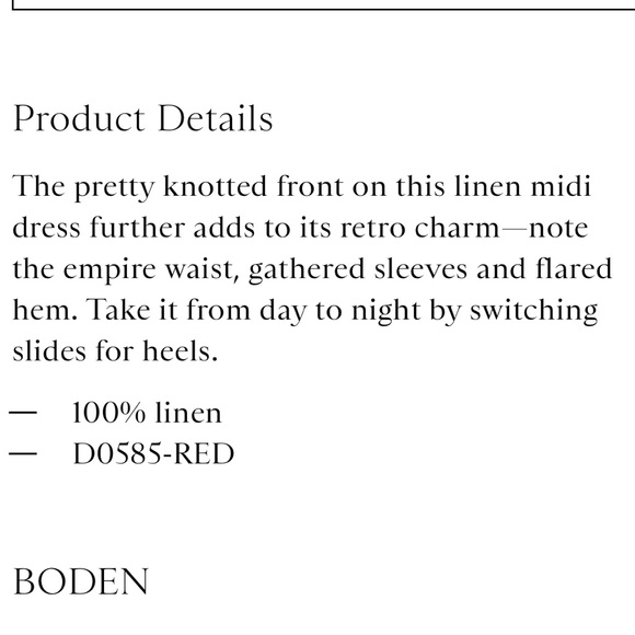 Boden Tie front linen midi dress - Picture 6 of 12